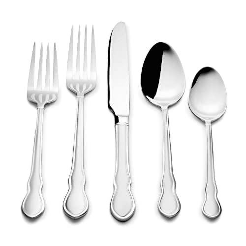 Boston Warehouse Kitchinox Evelyn Frost, 20-Piece Stainless Steel Silverware Set (76437) Boston Warehouse Kitchinox Evelyn Frost, 20-Piece Stainless Steel Silverware Set (76437)